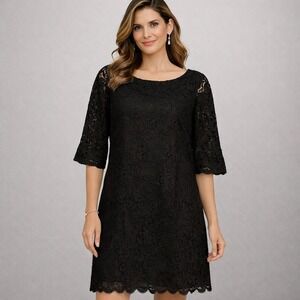 Shoshanna Womens Dress 4 Black Lace Sheath Mini Cocktail Special Occasion
